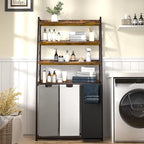 Herture Laundry Basket, 3 Section Laundry Hamper with 4 Tiers Shelf, Pull-Out and Removable Laundry Bags, Large 3 x 15.87 Gallons, for Laundry Room Bathroom Rustic Brown PF05XLN