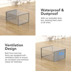 Foluck X-Large Shoe Storage Box, 15 Pack Clear Plastic Stackable Shoe Organizer for Closet, Interlocking Design Shoe Container Bins for Sneakers, Foldable Shoe Rack with Lids, Gray