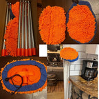 Wall Cleaner, Max 13 Ft+ Wall Mop with Long Handle, Ceiling Dust Mop with 15° Labor-Saving Elbow Extension Pole, Baseboard Duster Washer Scrubber, High Reach Window Cleaning Brush, Roof Cleaning Tool