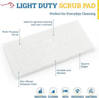 KLEEN HANDLER Light White Cleaning Pad | Multipurpose Household Scrub, Non-Scratch for Delicate Surfaces (Pack of 5)