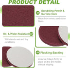 Power Scrub Pads, Scrubbing Pads 320 Grits Scouring Discs - Fitting for (Home Kitchen Cleaning - Drill Attachment - Scrubber Replacement) 6 Pcs & 5 Inch & Red