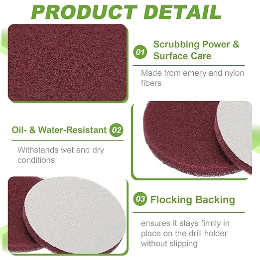 Power Scrub Pads, Scrubbing Pads 320 Grits Scouring Discs - Fitting for (Home Kitchen Cleaning - Drill Attachment - Scrubber Replacement) 16 Pcs & 4 Inch & Red