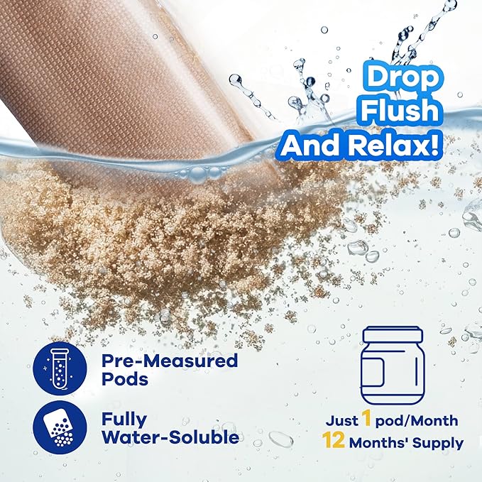 Dr.Raifya's Septic Tank Treatment Pods - 12 Pcs for 1-Year Supply | Beneficial Bacteria & Enzymes Formula Ultra Concentrated for Clog Prevention & Odor Elimination | Suitable for All Septic Systems