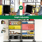 IZEUK 5-Tier Heavy Duty Metal Shelving Unit, Adjustable Steel Wire Storage Rack for Garage, Kitchen, Basement, Laundry Room & Office, Black, 17.7" D x 47.2" W x 72.3" H, 1750 lbs Capacity
