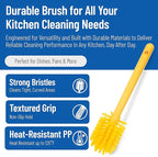 SPARTA Large Water Bottle Brush Ideal for Wide-Mouth Jars, Bottles and Tumblers, Dishwashing Tool with Handle for Home and Commercial Kitchens, Plastic, 12 Inches, Yellow, (Pack of 6)