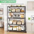 PXRACK Metal Shelving for Storage, 5 Tier Adjustable Kitchen Storage Shelves with Wheels, Shelving Unit Bookshelf Utility Shelf Metal Storage Rack for Garage Pantry Closet Laundry, 35.8"x13"x59.65"