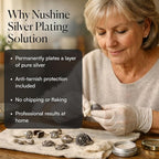 Nushine Silver Plating Solution 1.7 Oz - permanently plate PURE SLIVER onto worn silver, brass, copper and bronze (ecofriendly formula)