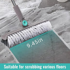 Broom with Dustpan Combo Set, Silicone Broom Squeegee and Scrub Brush Set with Long Adjustable Handle for Indoor & Outdoor Sweeping and Scrubbing, Ideal for Pet Hair, Liquids and Dirt