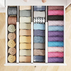 SpaceAid Bamboo Dresser Drawer Dividers 6 Pack, (Need 4.65" Deep Drawer) Adjustable 12.5“-17” Organizers, Expandable Organization for Clothing, Clothes, Dressers, White