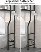 Livilord 3-Tier Over The Toilet Storage, Freestanding Metal Bathroom Shelves with 4 Hooks, Over Toilet Storage Shelf with Paper Holder, Above The Toilet Shelf for Bathroom Storage, Black