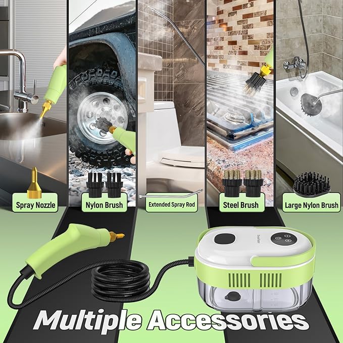 10-in-1 Steam Cleaner for Home, High Temperature & High Pressure, Steamer for Cleaning with 10s Fast Heating, Handheld Steam Cleaner with 37.19OZ Large Tank for Car, Home, Furniture, Carpet and Floor