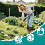 Upgraded Iron Weeding Tool with Adjustable Length Long Handle (31"-63") 3.0,Garden Weed Puller Tool ,8 Tines Manual Weeder Rake,Heavy Duty Weed Puller for Removing Weeds,Lawn, Flower Beds and Aeration