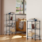 M MZG 3 Tier Shelf Metal Storage Shelves Wire Rack Closet Organizers with Wheel for Garage Kitchen Bathroom Laundry Black 11.8" D x 17.7" W x 29.8" H