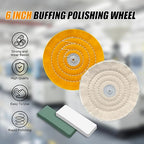 6pcs Buffing Wheel Kit Includes 4pcs 6 Inch Polishing Pads and 2pcs Polishing Compounds, for Bench Grinder for Jewelry, Metal, Wood, Jade, Stainless Steel, Glass, Plastic, Stone Polish