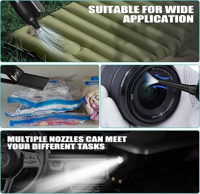 Handheld Vacuum Cordless Rechargeable -Vacuum, Blow, Pump 3 in 1 Portable Car Vacuum Cleaner Lightweight, Fast Charge