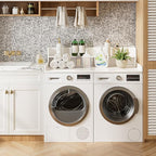 2-Tier Washer Dryer Countertop, Laundry Room Organization and Storage, 27.6" x 54" Wood Laundry Countertop for Washer and Dryer, White