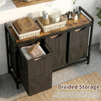 Heybly Laundry Hampers, 3 × 15 Gal (171 L) Laundry Basket with Large Desktop Sorter for Laundry Room Organization, Bathroom and Dorm Laundry Bags on Storage Shelf, Rustic Brown HLH003SR