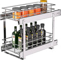 (8" W x 22" D 2-Tier Narrow Cabinet Pull Out Shelves | Heavy Duty Slide Out Shelves for Kitchen Cabinets, 22 Inch Deep Under Cabinet Organizer, Chrome