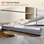 Floor Squeegee for Concrete Floors, 180° Rotating Silicone Broom, Squeegee for Floor with Long Handle and Dual-Sided Blade Design, Water and Pet Hair Remover for Bathroom Floors, Tile, Deck and Glass