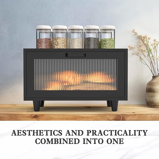 LOHASOK Bread Box for Kitchen Countertop Farmhouse Bread Holder Bread Storage Wooden Bread Container Black