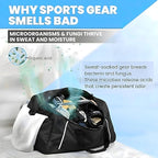 2 in 1 Sports Cleaner & Odor Eliminator – 3X Powerful Nano-Enzyme Deodorizer for Athletic Gear, Baseball, Hockey, Football, Boxing, MMA, Gym Bag | 1700+ Sprays | Plant-Based | Removes Stink & Dirt