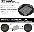 TOPULORS Cast Iron Scrubber 316 Stainless Steel Skillet Cleaner 8"x6" Chainmail Scrubber Scraper Chain Mail Link Scrub for Cast Iron Pre-Seasoned Pans, Griddles, BBQ Grills, and Pot Cookware Cleaning