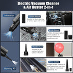 Handheld Vacuum Cordless Rechargeable -Vacuum, Blow, Pump 3 in 1 Portable Car Vacuum Cleaner Lightweight, Fast Charge
