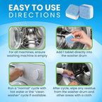 Washing Machine Cleaner Tablets 24 Pack – Deep Cleaning Descaler for HE, Front & Top Load Washers – Septic Safe, Eco-Friendly Freshener, Helps Maintain a Clean Drum – 12 Month Supply