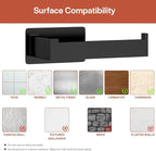 Toilet Paper Holder, Self-Adhesive Toilet Paper Roll Holder for Bathroom and Washroom, No-Drill SUS 304 Stainless Steel,Matte Black