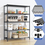 Romorgniz 5 Tier Storage Shelves 71"H Wire Shelving Adjustable Metal Shelving,1000LBS Pantry Shelves Sturdy Steel Wire Shelf for Kitchen Commercial Pantry Garage Warehouse ,71"H X35.5"W X13.8"D, Black