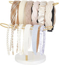 Dahey Headband Holder Organizer Metal 2-Tier Hair Hoop Display Stand Headband Organizer Storage Hair Ropes Accessories Bracelets Bangles Bedroom College Dorm Decor for Girls Women, Gold