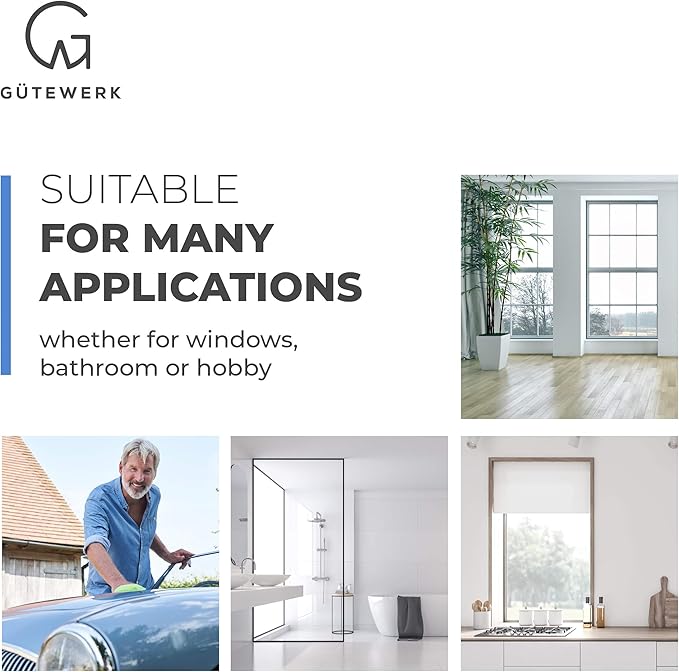 GÜTEWERK Shower Squeegee for Glass Doors, Silicone Window Squeegee, Bathroom and Glass Cleaning - White - 11 Inch