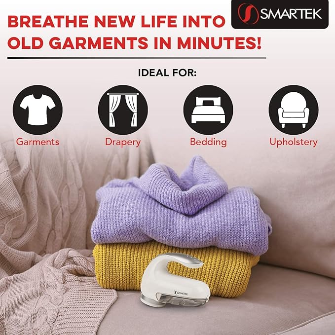 Smartek Fabric Shaver Fuzz Remover, Electric Lint Remover for Clothes, Sweater Shaver to Remove Pilling, Couch Cleaner