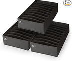 Drawer Organizer Clothes - 3 Set Multipurpose Dresser Drawer Organizer for Adults & Kids, Closet Foldable 10 Cells per Organizer - Non-Woven Fabric, T-Shirts, Baby Clothes, Shorts Organizer - Black