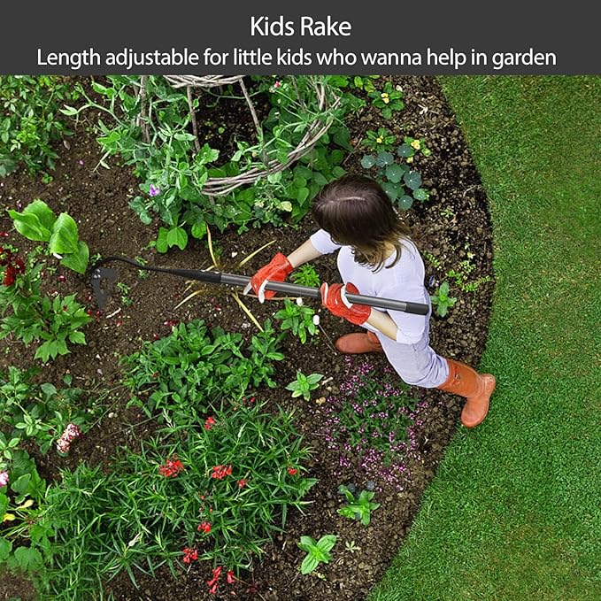 Garden Hoe for Weeding Tool, Heavy Duty Dutch Weeding Hoe Gardening Hand Hoe for Women Kids Men, Metal Garden Weeder Rake Weed Puller for Lawn Long Handle 30-55 inch
