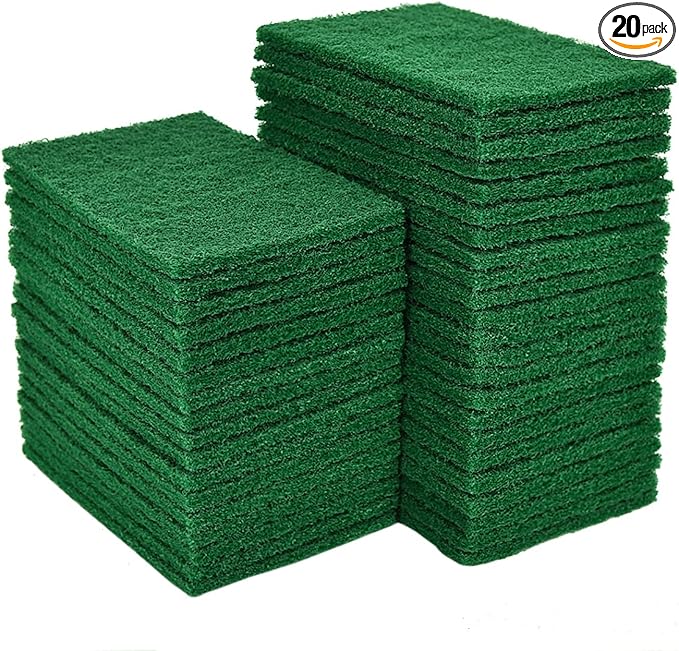 YoleShy 20 PCS Scouring Pad, Dish Scrubber Scouring Pads, 4.5 x 6 inch Green Reusable Household Scrub Pads for Dishes, Kitchen Scrubbers & Metal Grills