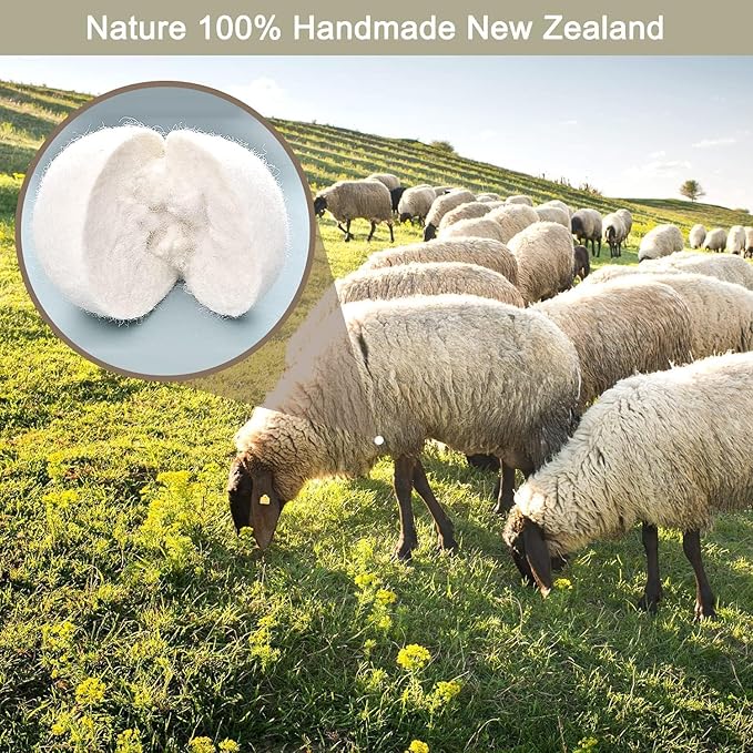 Organic Wool Dryer Balls: Eco-Friendly & Chemical-Free | Our Anti-Entanglement Reusable Balls Eliminate Wrinkle Static | 6-Pack XL Dryer Balls for Laundry is Made with New Zealand Wool (Gry-DG)
