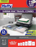 Hefty Shrink-Pak Travel Storage Bags – For Clothes, Pillows, Towels, Blankets & More – Space Saver Suction Sealer Bags for Luggage or Moving – 4 Large, 22.5x18 Inches, 4 XL, 27.5x 19.5 Inches