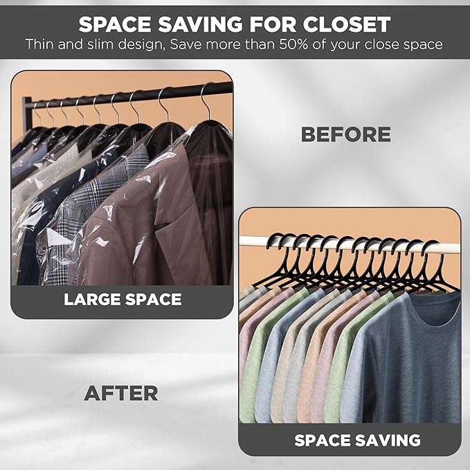Utopia Home Clothes Hangers - Standard Plastic Hangers Space Saving - Durable Coat Hangers 50 Pack (Grey)