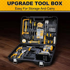 119 Pcs Cordless Drill Tool Kit Set; 20V Brushless Power Drill with 2.0Ah Battery, 10mm 3/8" Keyless Chuck, 60N.M & 21+1 Torque Setting Power Tool Set for DIY Garden House Office Repai