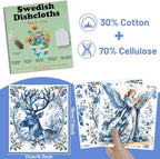 Winter Swedish Dishcloths for Kitchen, 6PCS Christmas Swedish Dish Cloths Gift Set, Vintage Reusable Washable Absorbent Dish Towel for Home Cleaning(7.8 X 7 Inches)