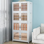 Large Stackable Storage Bins with Lids, 660QT-165QT*4Tier Foldable Cabinet for Closet Organizers, Plastic Storage Containers Box with Wheels