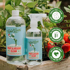 Rebel Green Fruit & Veggie Clean - Plant-Based Produce Cleaner - Natural Fruit and Vegetable Wash with No Aftertaste - Chemical & Wax Removal - Made with Organic Extracts of Citrus - 6 Pack 17 FL OZ