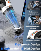 Handheld Vacuum Cordless, Brushless Car Vacuum Cleaner with 12000PA Powerful Suction, 2 Suction Modes Mini Hand Vacuum, Dry & Wet, Portable Vacuum for Car Pet Hair, Home, Office, Keyboards