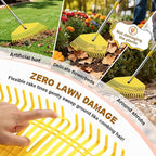 Garden Rake for Leaves - Extra Wide 17" Leaf Rake,Lightweight Long Handle for Women Seniors Kids Effortless Clean-Up,23 Non-Clog Flexible Tines for Lawn-Friendly,80” Adjustable Plastic Rakes for Yard