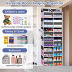 UVIAHOMI Heavy Duty Over The Door Organizer 6 Tiers, Extra Large Behind Door Storage of 12 Big Front & 12 Mesh Pockets, 80lb Weight Capacity, Hanging Doors Storage for Closet Bedroom Nursery, Gray