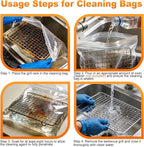 6 Pack No Scrub Oven Rack Cleaning Bags - Reusable Leakproof Soaking PE Bags, No Messy Hands for Grill Grates/BBQ Racks, No Cleaner Included