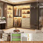 Aheaplus 47.2" Closet Drawers System, 3.94FT Wood Closet Organizer System with 3 Drawers, Modular Small Walk-in Closets Storage Unit, Set of 2, White Oak (47.2" L x 13.8" W x 71" H)