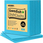 HOMERHYME Swedish Dishcloths, 18 Pack Kitchen Towels Dish Rags, Absorbent Swedish Dish Towels for Kitchen, Non-Scratch Cellulose Sponge Cloths, Biodegradable Washable Reusable Paper Towels, Blue
