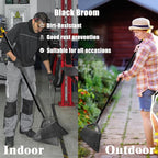 Heavy Duty Commercial Broom, 3 Pack Upgraded Angle Brooms for Sweeping Outdoor and Indoor, Perfect Black Brooms of House, Kitchen, Garage, Courtyard, Concrete